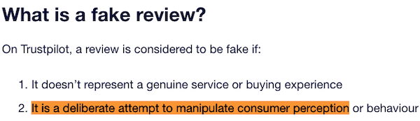 what is a fake review